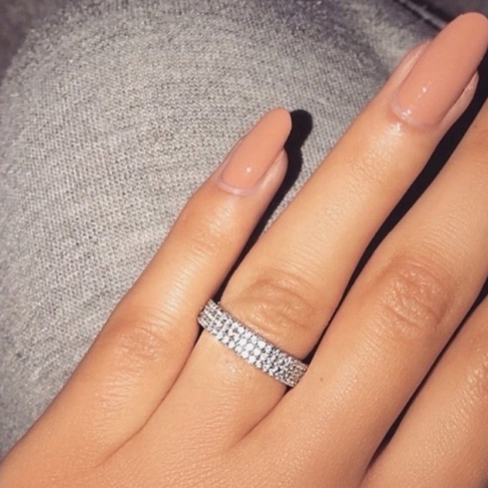 NEW FULL ETERNITY 925 STERLING SILVER DIAMOND RING, BEAUTIFUL RING, SHINY RING - Picture 2 of 5